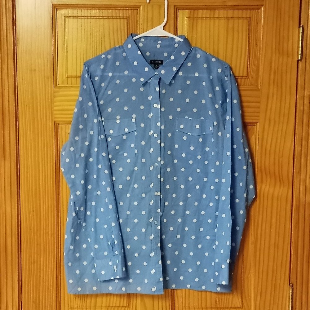 Talbot's Lightweight Buttoned Polka Dot Shirt sz Large